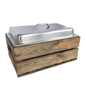 Houtenkrat met chafing dish 1/1 gn